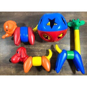 Tupperware Toy Zoo It-Yourself Animal Set & Shape-O-Ball Lot Vintage TupperToy
